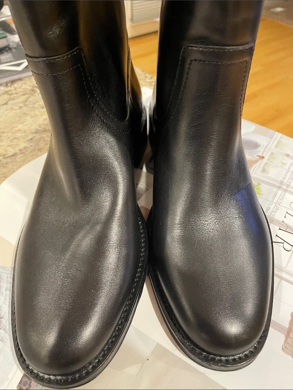 NWT PAIGE Black Leather Over-the-Knee Leather Boots